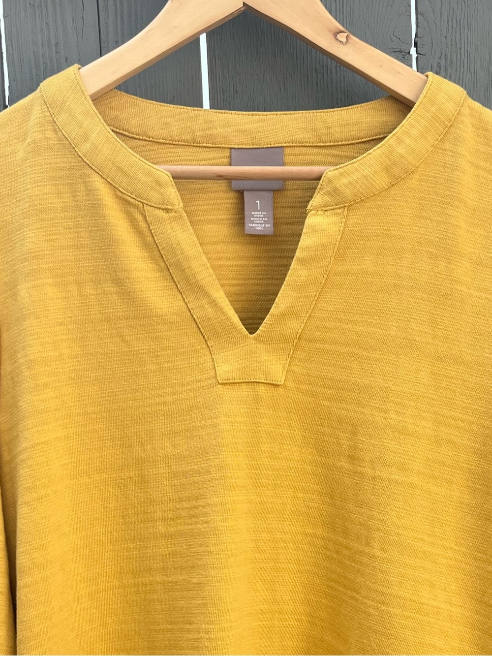 Chico's Cotton Blend V-Neck Knit Top Mustard Yellow Size Medium - Picture 3 of 9